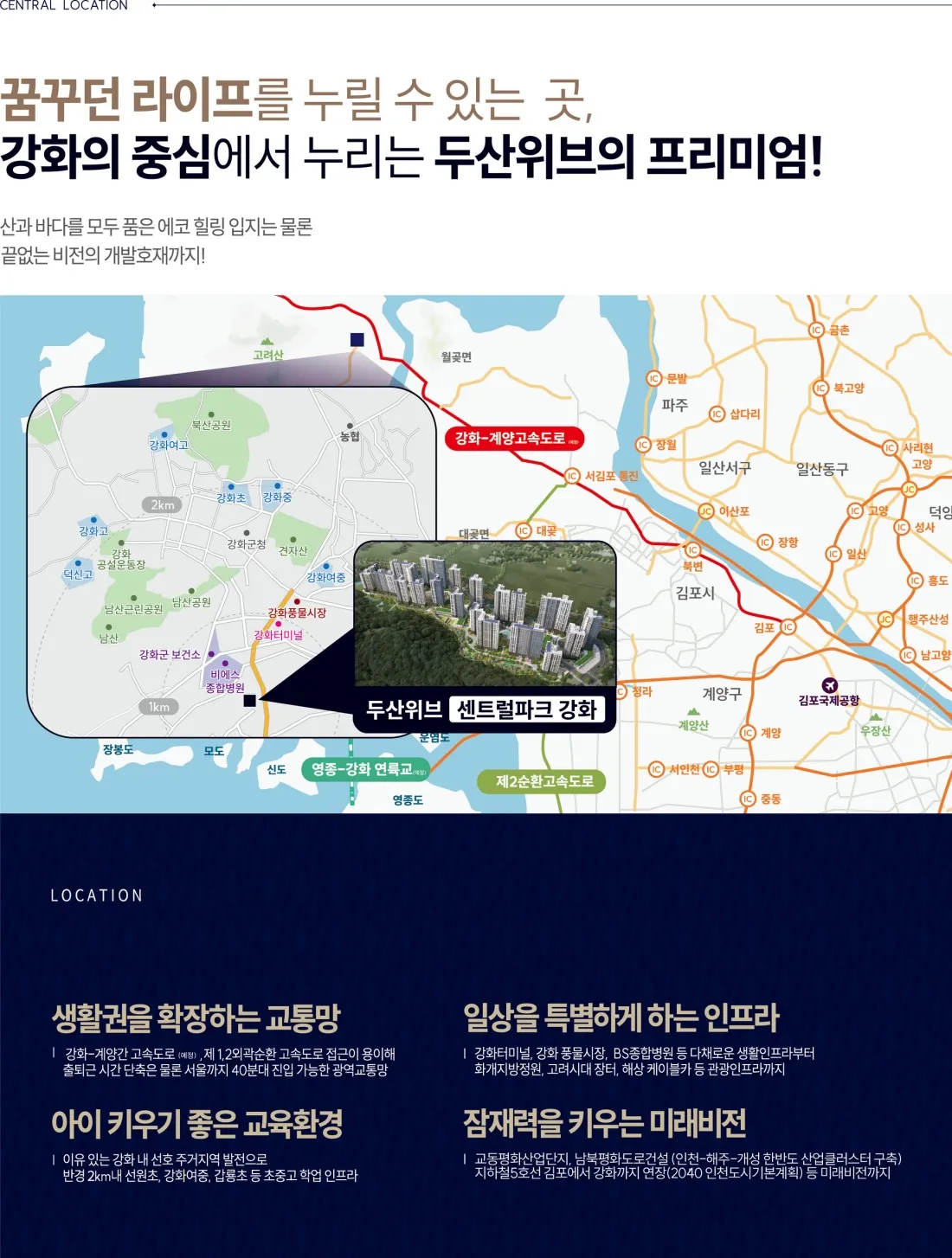강화 두산위브 센트럴파크 교통 인프라 배너